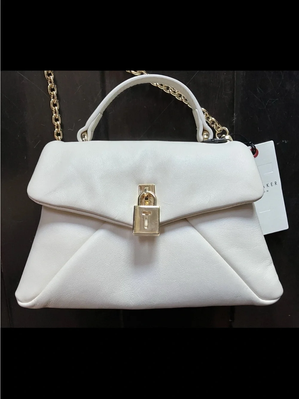 Ted Baker London Cream Structured Top-Handle Satchel